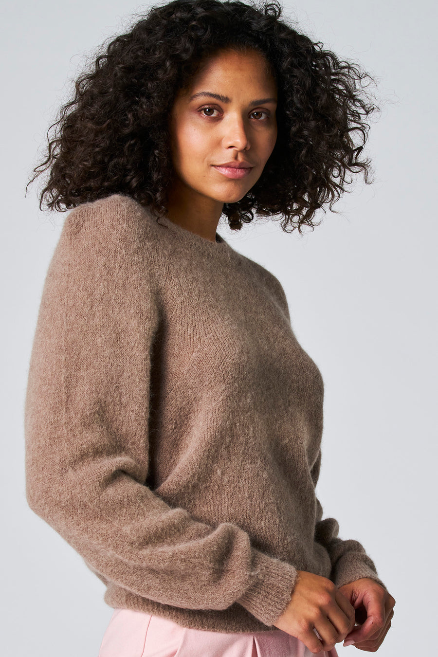 Pull met ronde hals - taupe - Astrid Black Label