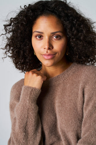 Pull met ronde hals - taupe - Astrid Black Label