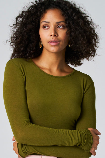 Top uni manche longue Vert - Astrid Black Label
