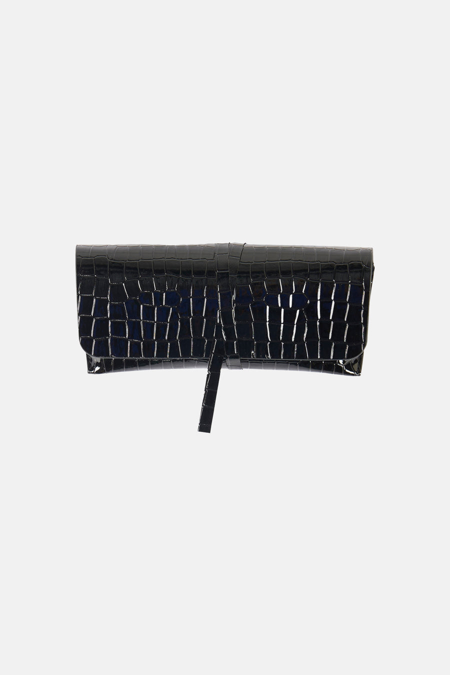 Lunettes de soleil violettes Astrid Black Label avec un motif crocodile et une finition brillante.