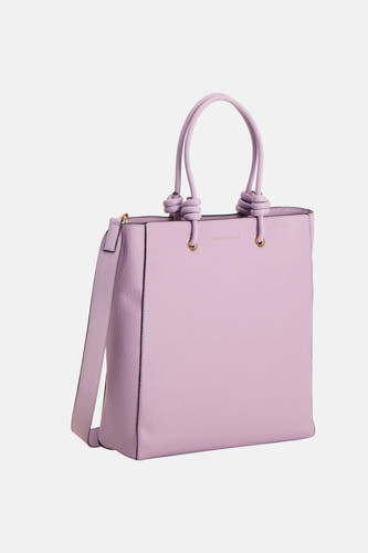 Paarse schoudertas van Astrid Black Label, met een gekorrelde textuur, schouderband en korte handvatten met knoopdetails.

