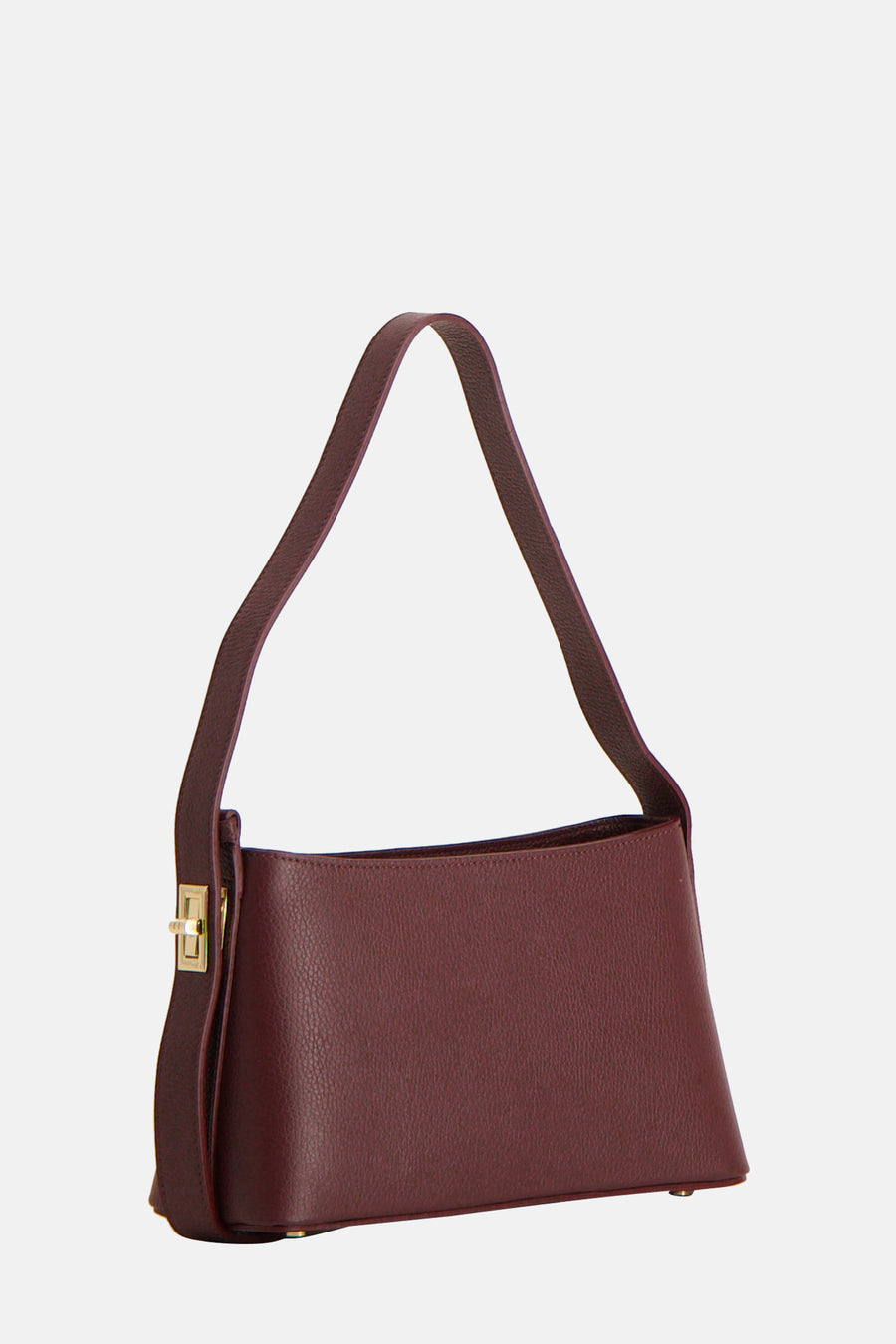 Sac à bandoulière Bordeaux d'Astrid Black Label avec une texture grainée et des détails dorés.