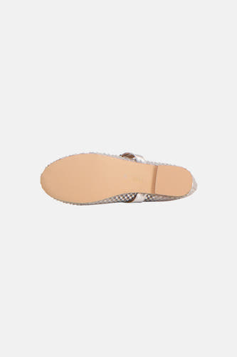 Ballerines argentées Astrid Black Label, avec un motif damier intégral et une semelle lisse.
