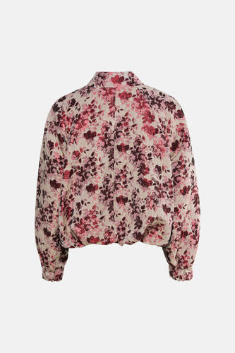 Roze jas van Astrid Black Label met een bloemenpatroon en lange mouwen.