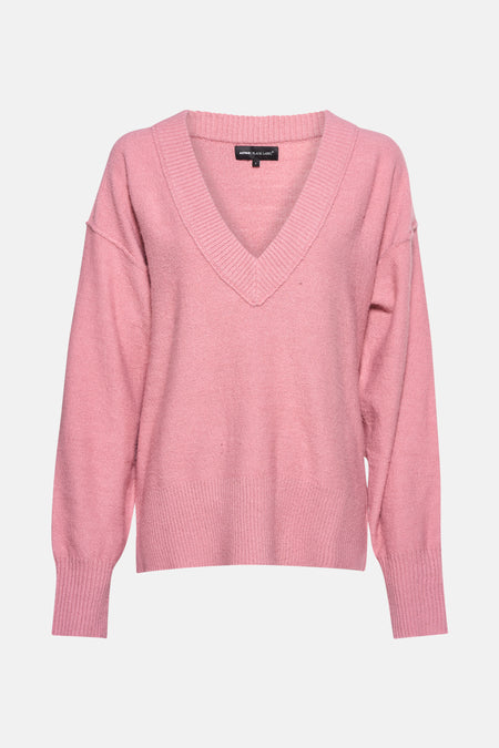 Pull met V-hals - roze