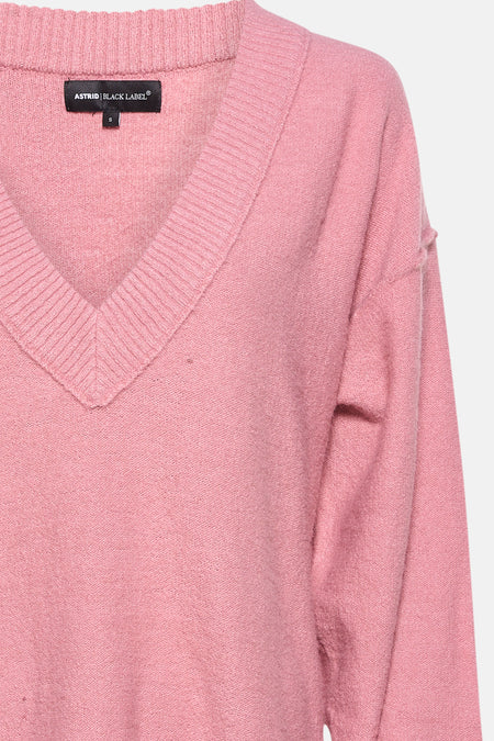 Pull met V-hals - roze