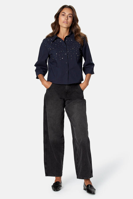 Blouse met 3/4 mouw - blauw