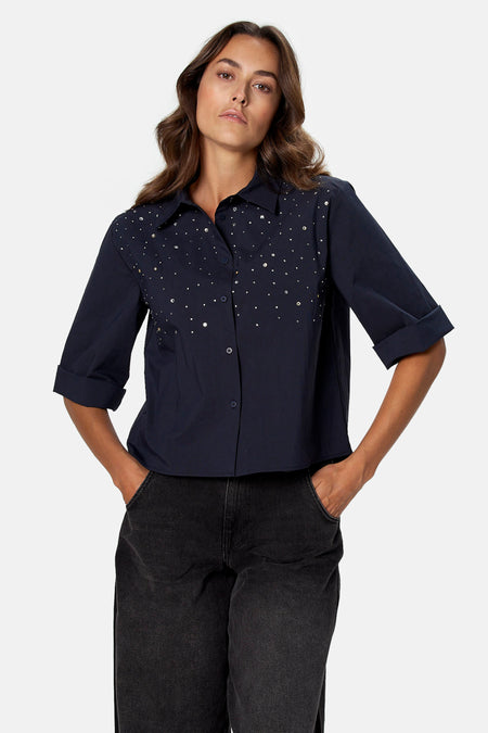 Blouse met 3/4 mouw - blauw