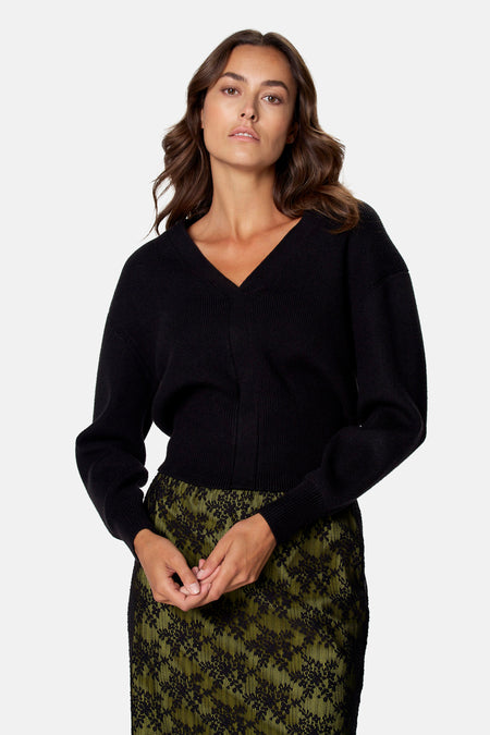 Pull V-hals - zwart