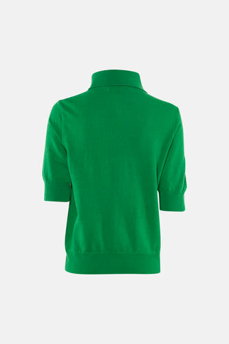 Groene korte mouwen polo van Astrid Black Label, achterzijde, ribbelstructuur, strakke pasvorm