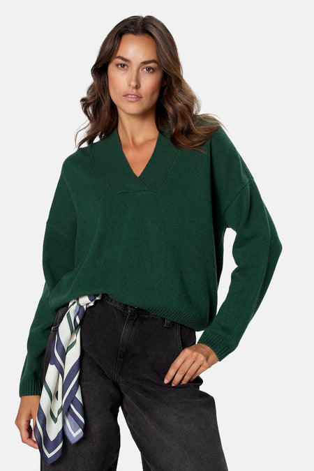Pull V-hals - groen