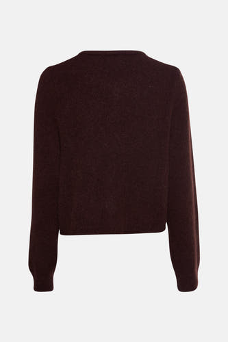 Gilet brun d'Astrid Black Label, avec une texture douce et des manches longues, vu de l'arrière.