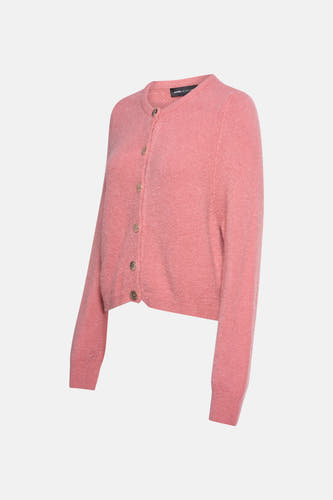 Roze vest van Astrid Black Label met lange mouwen en goudkleurige knopen.