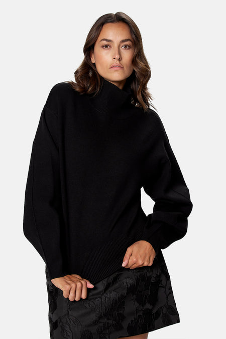 Pull met rolkraag - zwart