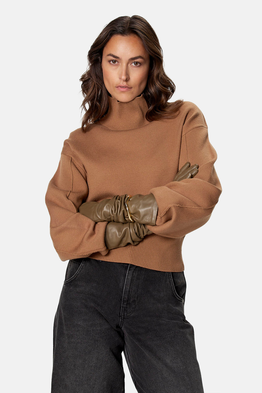 Pull à col roulant - beige