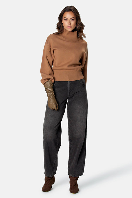 Pull met rolkraag - beige
