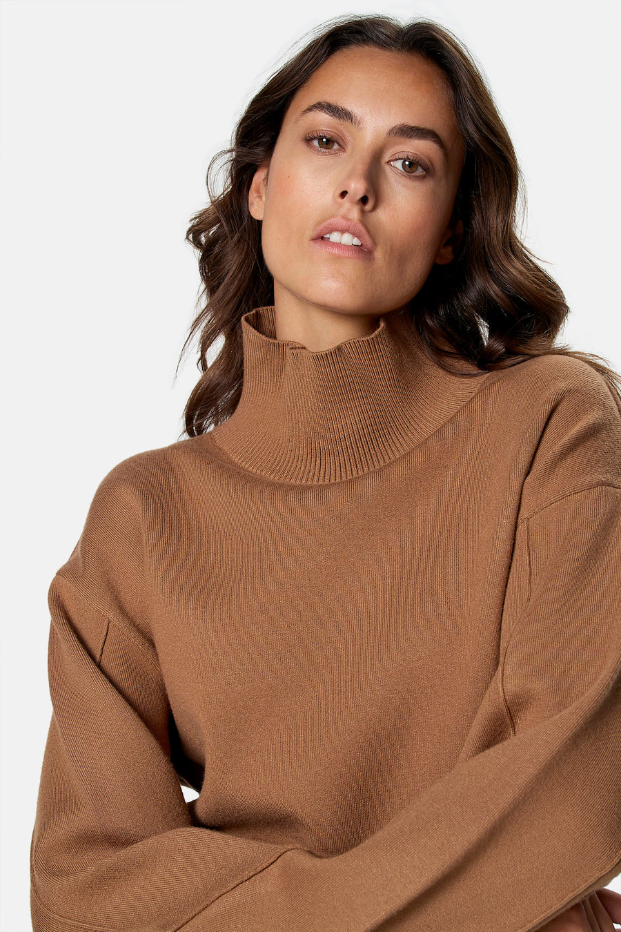 Pull à col roulant - beige