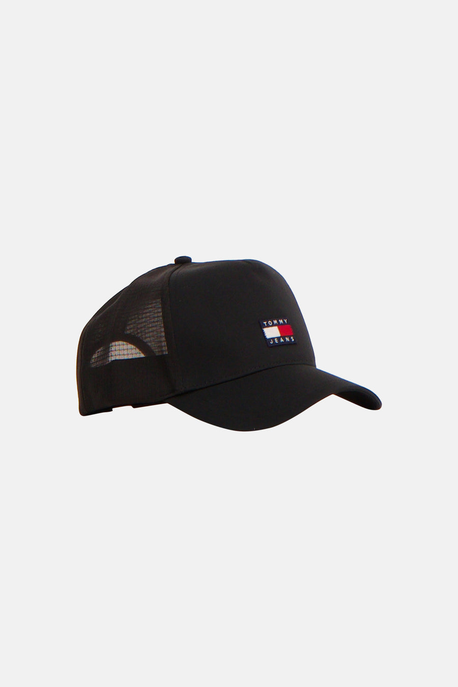 Casquette noire TOMMY JEANS avec un logo brodé sur le devant et un dos en mesh.