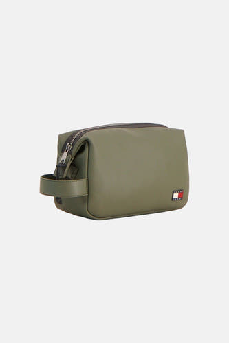 Groene toilettas van TOMMY JEANS met ritssluiting, zijhandvat en vlaglogo.