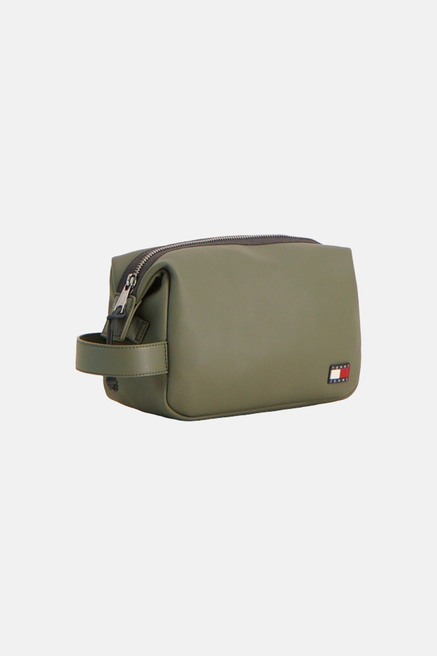 Groene toilettas van TOMMY JEANS met ritssluiting, zijhandvat en vlaglogo.