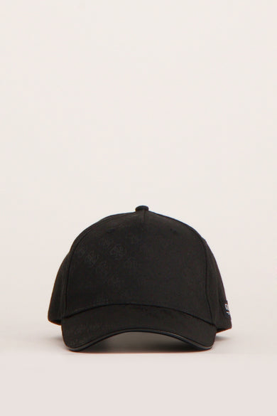 Zwarte pet van Guess met subtiel logo-patroon.
