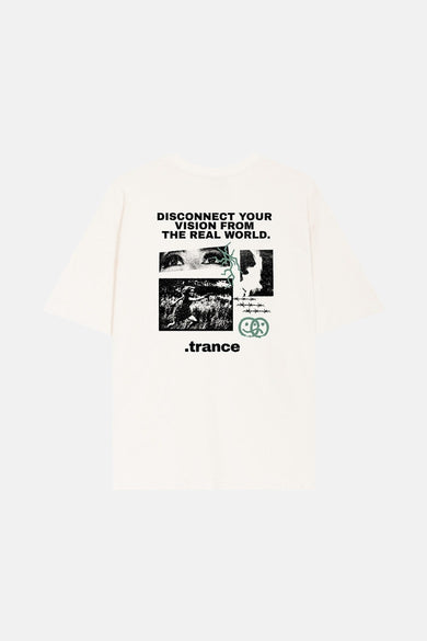 T-shirt écru à manches courtes de KAOTIKO, avec une impression sur le dos.