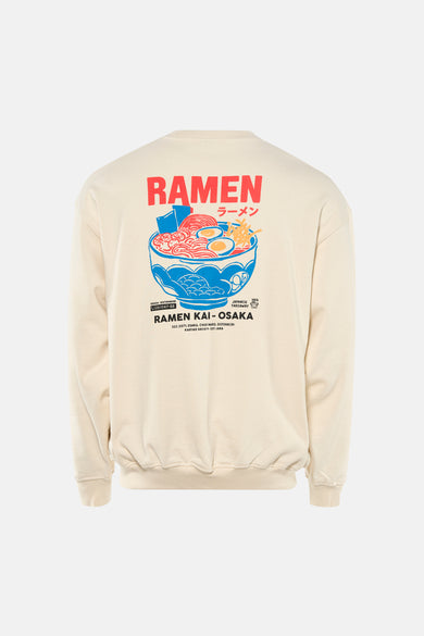 Pull écru à col rond de Kaotiko, avec imprimé fenêtre au dos.