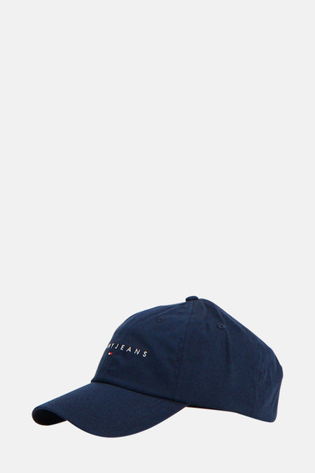 Blauwe pet van Tommy Jeans met geborduurde logo-opdruk op de voorkant.
