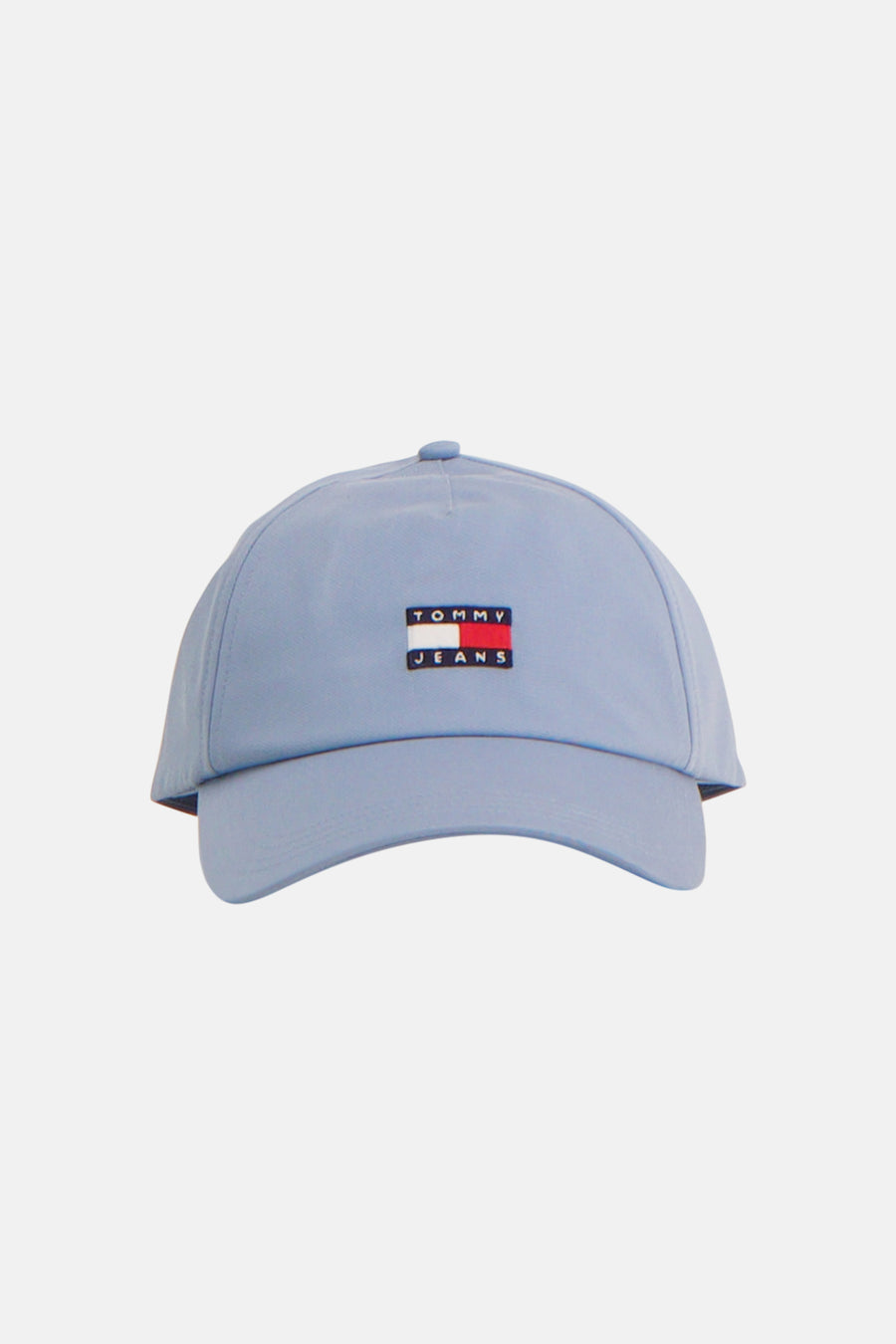 Lichtblauwe pet van TOMMY JEANS met klein logo op voorkant, gestoffeerd, front view