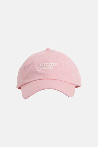 Roze pet van Tommy Jeans met het logo 'tommy jeans' geborduurd aan de voorkant.