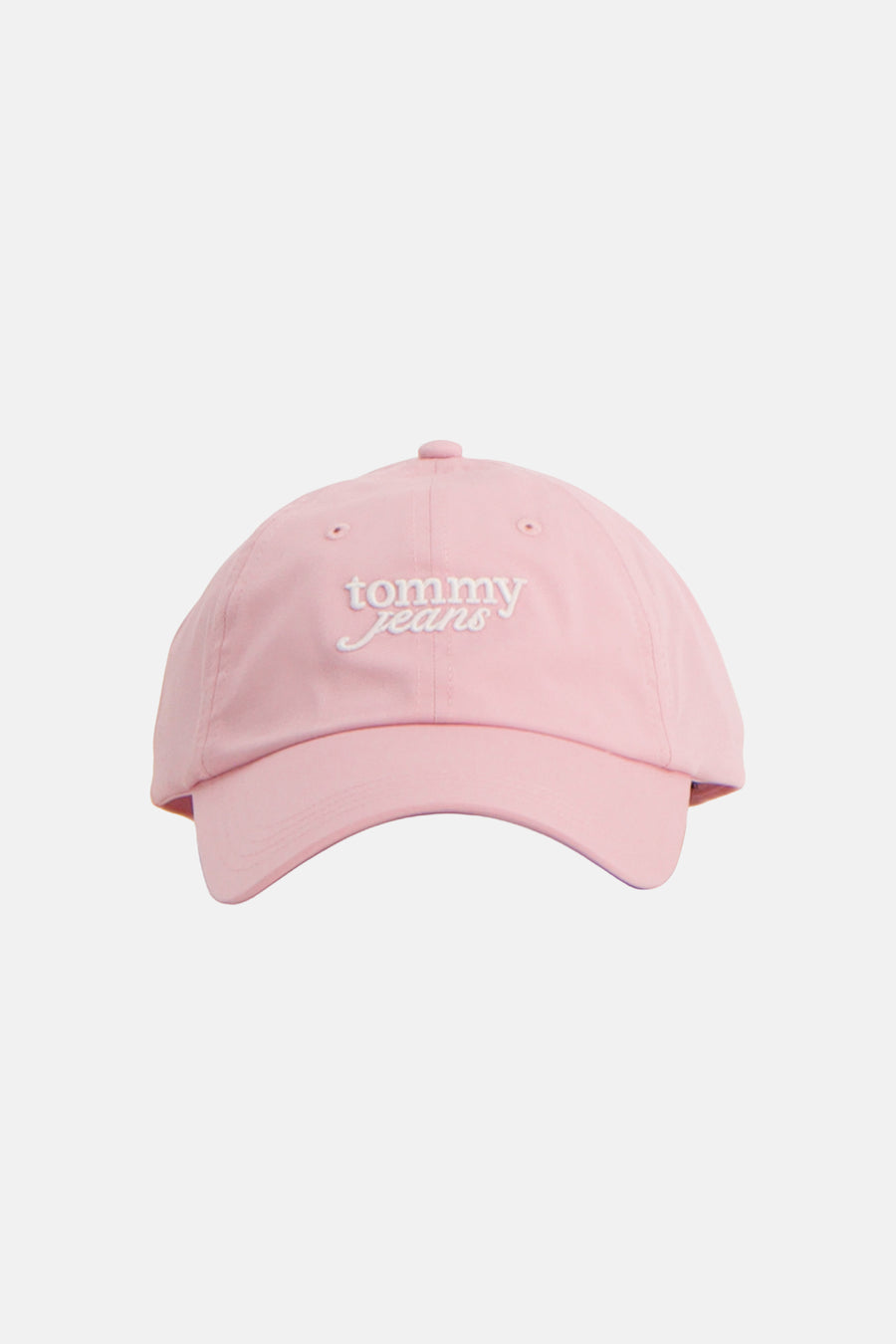 Roze pet van Tommy Jeans met het logo 'tommy jeans' geborduurd aan de voorkant.