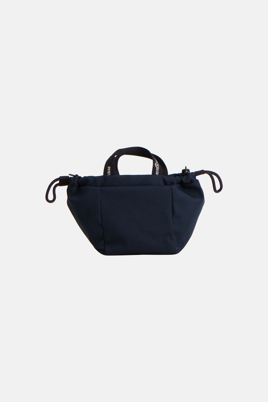 Blauwe handtas van TOMMY JEANS met trekkoordsluiting en zwarte handgreep, front view