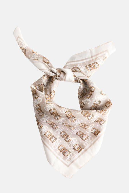 Châle d'été beige de Guess avec un motif en chaîne et une impression logo.