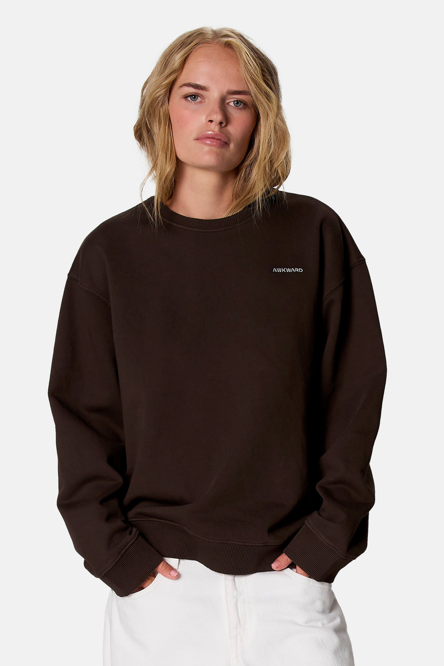 Sweat col O - brun