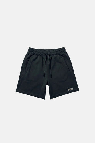 Zwarte katoenen shorts van BASELAB met elastische taille en zakken, voorzijde weergave
