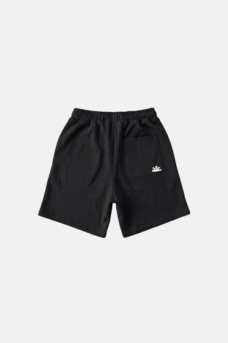 Zwarte katoenen shorts van BASELAB, achterzijde met zak en wit logo, elastische tailleband