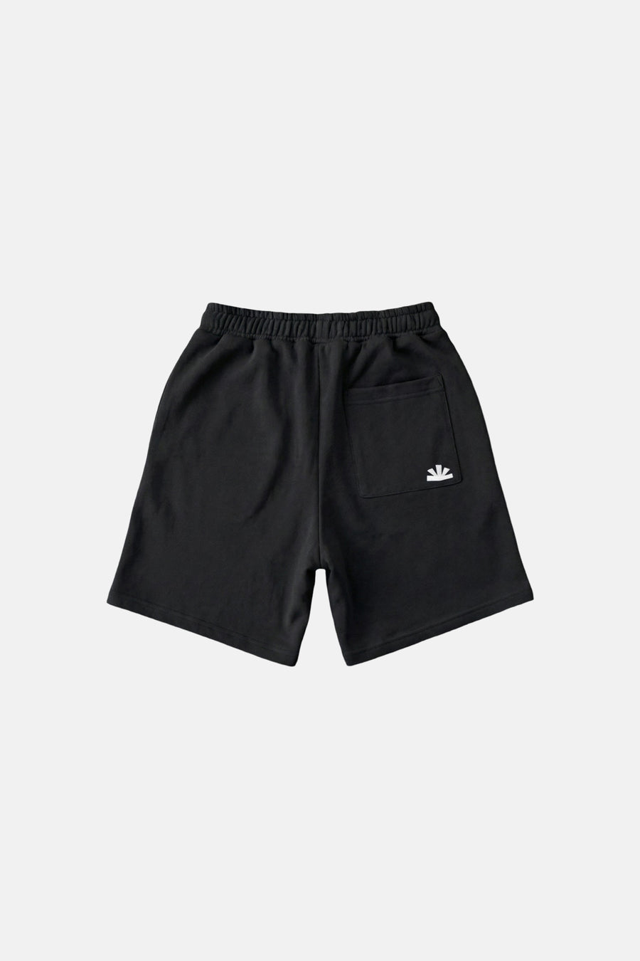Zwarte katoenen shorts van BASELAB, achterzijde met zak en wit logo, elastische tailleband