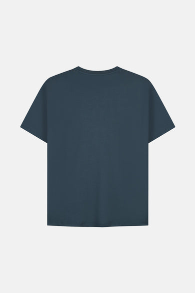 T-shirt bleu à manches courtes de BASELAB, couleur unie et coupe décontractée.