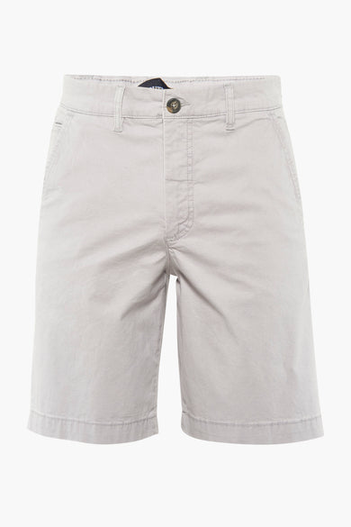Grijze short van Bruce & Butler, effen en met knoopsluiting.