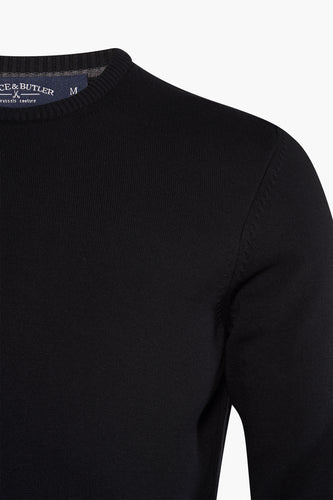 Pull met ronde hals - zwart - Bruce & Butler