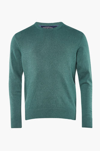 T-shirt vert avec col rond de Bruce & Butler, en fine texture côtelée et design simple.