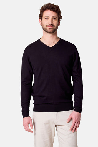Pull met V-hals - zwart