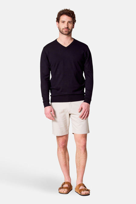 Pull met V-hals - zwart