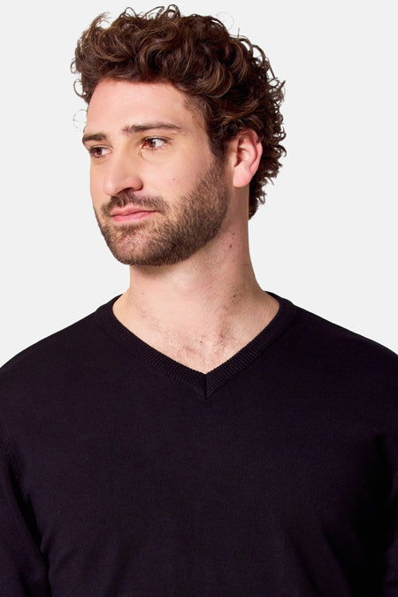 Pull met V-hals - zwart