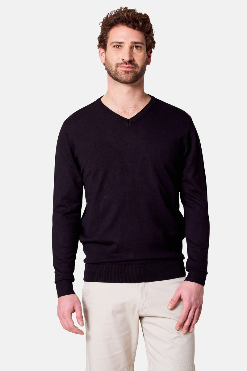 Pull met V-hals - zwart