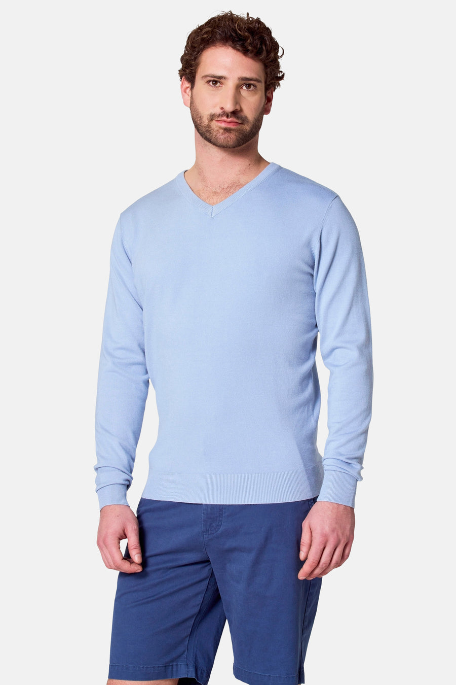 Pull met V-hals - Lichtblauw - Bruce & Butler