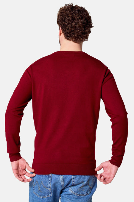 Pull met V-hals - bordeaux
