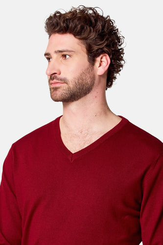 Pull met V-hals - bordeaux - Bruce & Butler