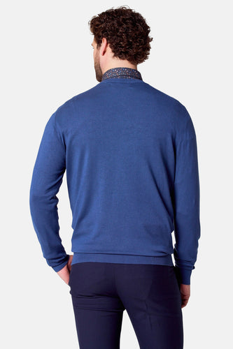 Pull à col en V - bleu