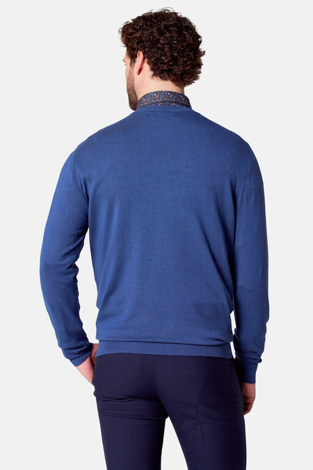 Pull met V-hals - blauw